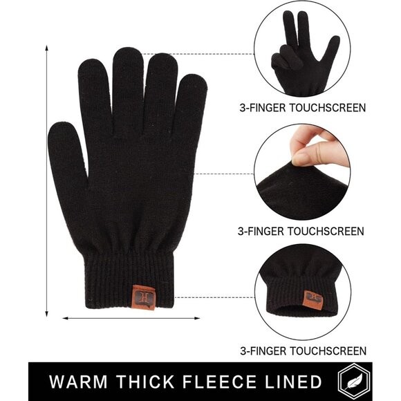 🆕 Women Black Stretch Thermal Magic Gloves Warm Winter Knitted Fleece Texting - Picture 2 of 6